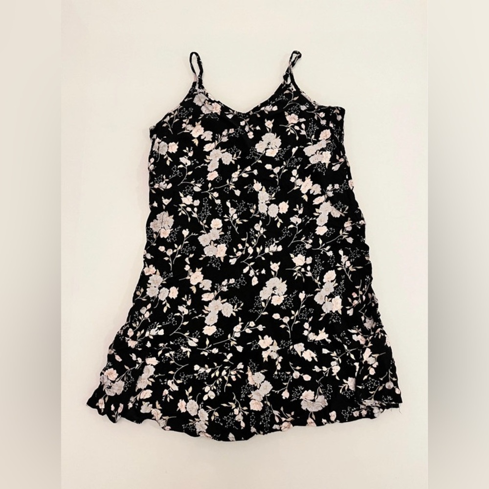 black floral mini dress